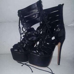 Black stiletto heel sandals